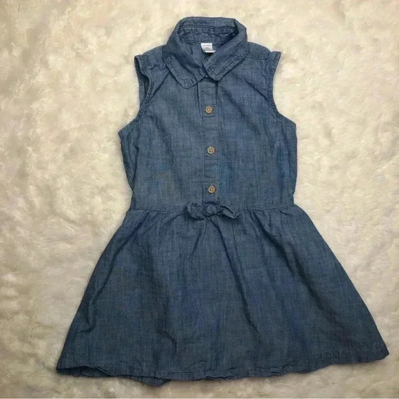 Joe Fresh Jean Dress Buttons Bow Collared Blue Size 6 / Small - Picture 1 of 16